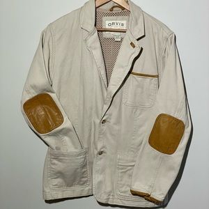 Orvis cotton twill blazerwith leather trim & elbow patches